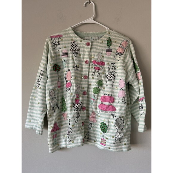 Vintage Design Options Rare Unique Funky Embroidered Chair & Lamp Sequins Size M - Picture 12 of 12